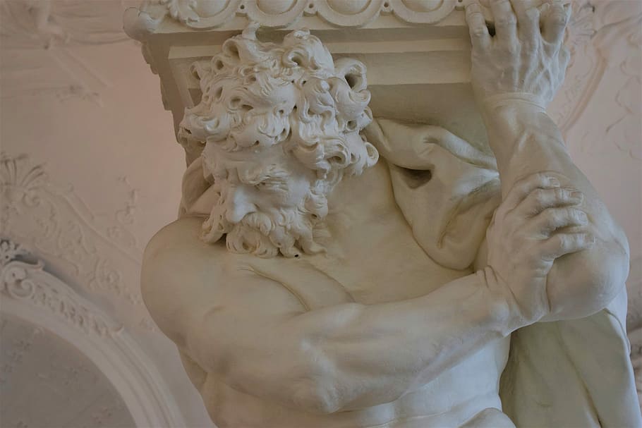 Statue, Column, Castle, Vienna, belvedere, atlas, imposing, old, europe, architecture, historic