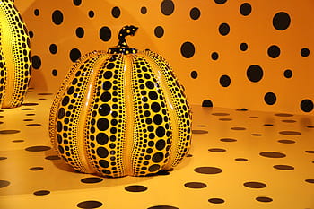 žlutá, Černá, keramický, figurka tykev, yayoi kusama, sochařství, plastové dýně, vektor, pozadí, vzor