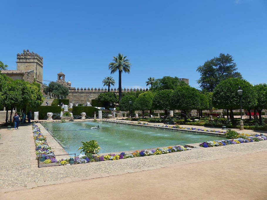 alcazar de los reyes cristianos, park, palác, vodní hry