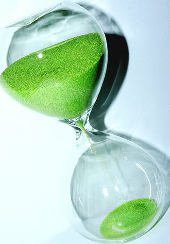 clear, green, hourglass, white, surface, temporal distance, chronometer, duration, egg timer, style, period