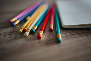 ruang salin, buku catatan, kayu, jurnal, tulisan, buku harian, pensil, warna-warni, meja