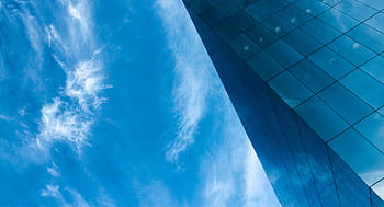 white cloudy sky, architecture, building, infrastructure, blue, sky, tower, skyscraper, modern, built Structure, glass - Material