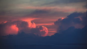 orange sky, clouds, sky, mountain, valley, nature, landscape, sunset, weather, summer, cloud - Sky