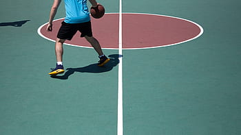 basketball, ball, spalding, court, sports, exercise, hobby, red, people, man, stance