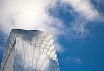 architecture, building, infrastructure, structure, establishment, glass, windows, clouds, sky