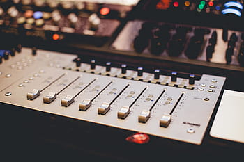 šedý audio mixer, zavřít, Pohled, šedá, Zvuk, mixéru, hudba, záznam, nástroj, zařízení, studio
