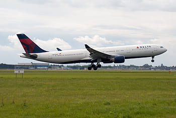 bianca, rosso, aereo, pista di decollo, linea aerea, Schiphol, paesi, delta