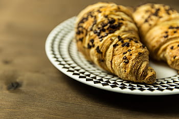 shot, pair, chocolate croissants, Closeup, chocolate, croissants, food/Drink, breakfast, food, freshness, baked