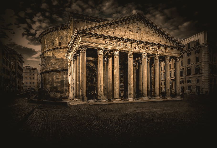 betonové budovy, panteon, Řím, Itálie, architektura, Dějiny, budova, budov, památník, chrám, stavba