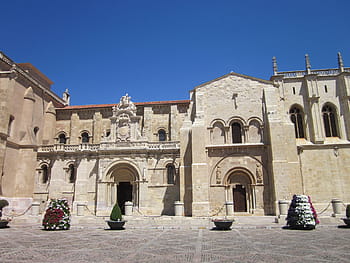 leon, san isidoro, památník, románský, architektura, fasáda, chrám, kámen
