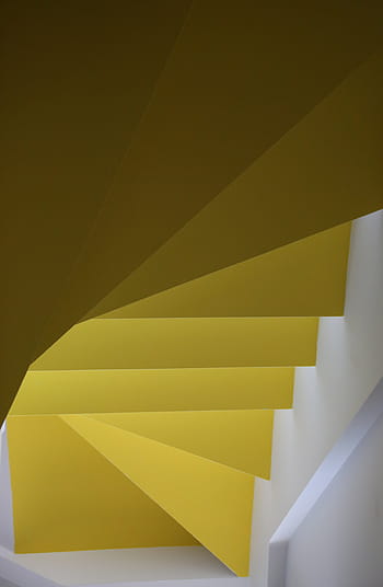 yellow papers, yellow, stairs, steps, wall, architecture, abstract, modern, steps and staircases, built structure, futuristic