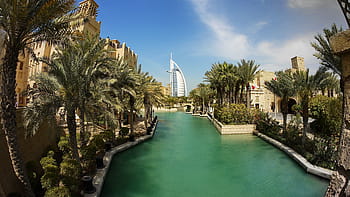 burj al arab, dubai, desert, al arab, holiday, sun, hot, architecture, built structure, building exterior, travel destinations