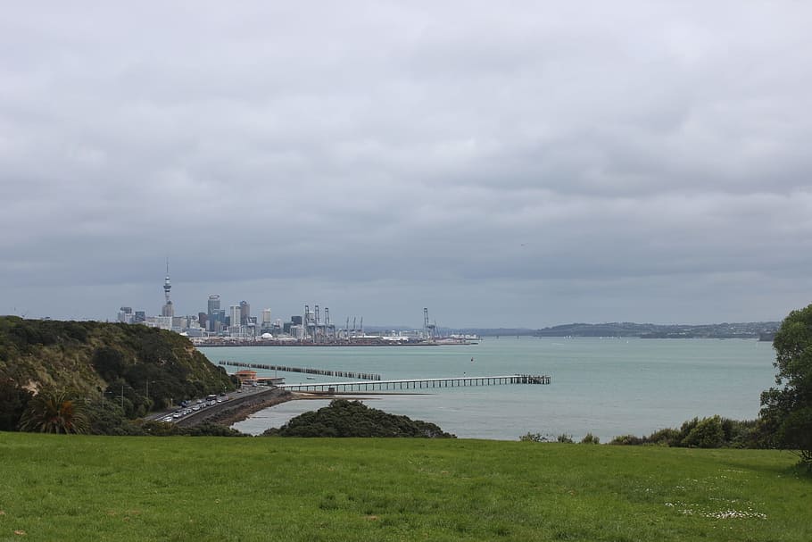 nz, auckland, new, zealand, city, landscape, sea, ocean, blue, water, urban