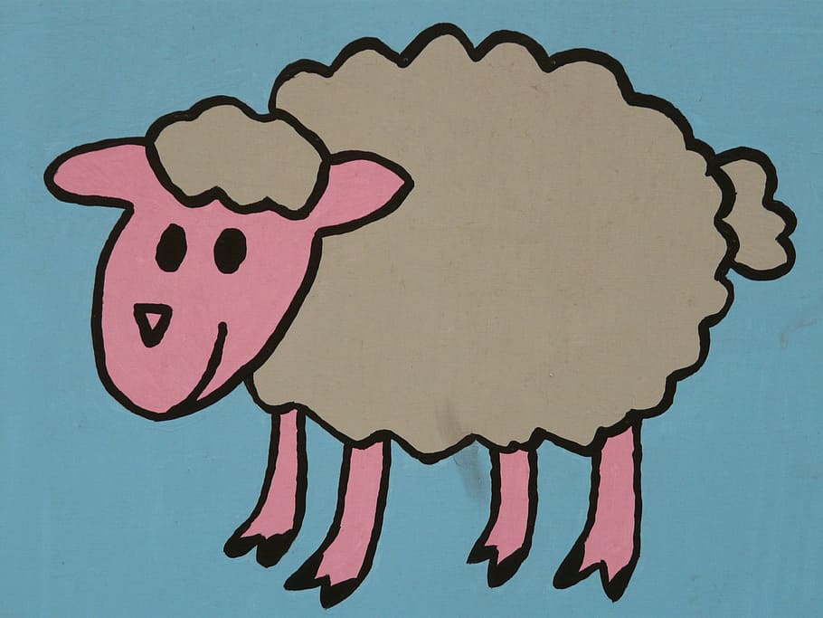 sheep illustration, sheep, cartoon character, drawing, funny, animal, figure, paint