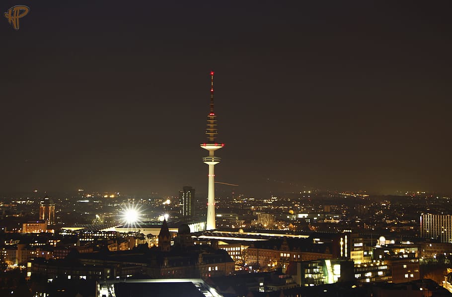 Hamburg, televizní věž, veletrh, rádio věž, architektura, Německo, město, struktur, plánovaných un blomen, noc, panoráma města