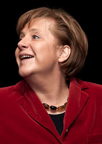 mulher, vestindo, vermelho, blazer, sorrindo, preto, plano de fundo, Angela Merkel, político, alemão, chanceler