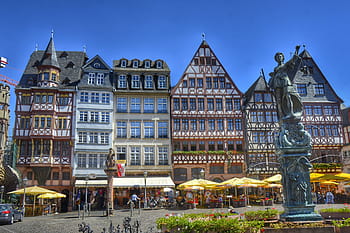 Frankfurt, Hesse, Germany, Römerberg, places of interest, old town, truss, fachwerkhaus, monument, landmark, architecture