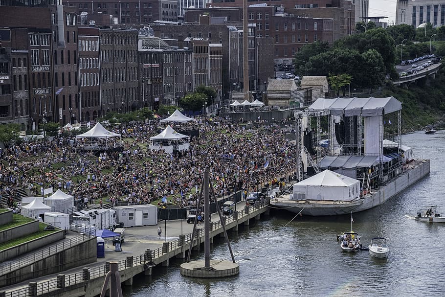 Crowds, Riverboat, Nashville, cumberland river, people, public domain, urban Scene, city, building Exterior, cityscape, nautical vessel