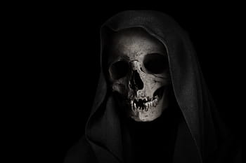 human, skull, black, robe, digital, wallpaper, grim reaper, death, skeleton, face, background