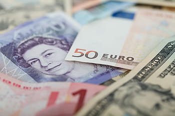 浅い、 焦点、 50ユーロ紙幣、 通貨、 金融、 ビジネス、 ポンド、 お金、 ドル、 ユーロ、 現金