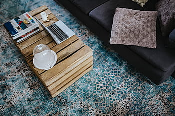 vivendo, quarto, interior, de madeira, mesa de caixa, luz, azul, tapete, Designer, sala de estar, caixa de madeira