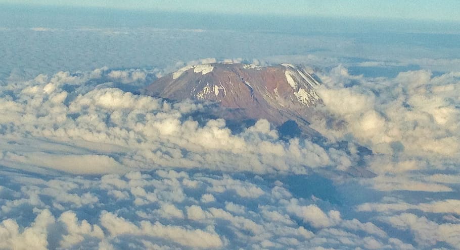 mountain, surrounded, cloud formation, mount kilimanjaro, sky, cloud, rock, landscape, tanzania, nature, scenery