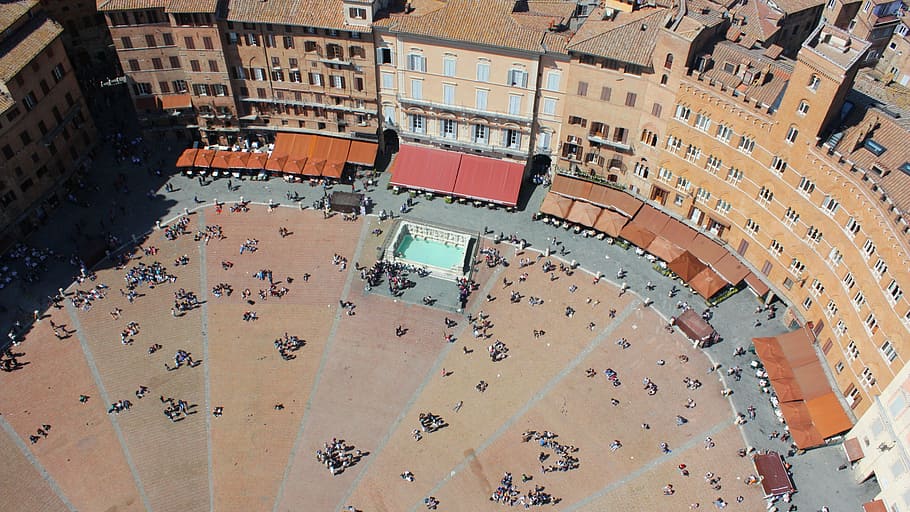siena, náměstí, středověk, architektura, krajina, Itálie, toskánsko