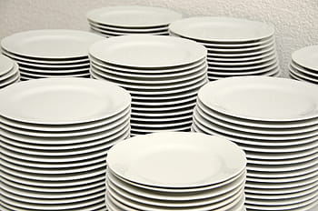 round, white, ceramic, plate lot, plate stack, terller, stack, tableware, porcelain, plate, eat