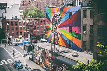 výstřel, přijata, vysoký, řádek, zvýšené, veřejnost, chodník, západní strana, Manhattan, Nový, york city