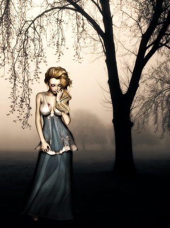 vampire, forest, woman, dark, mystery, fantasy, gothic, night, nature, horror, haunted