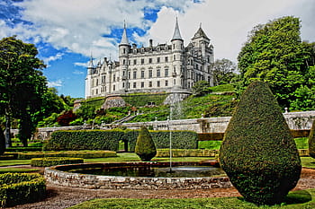 castello di cemento bianco, Dunrobin, castello, architettura, medievale, vecchio, costruzione, paesaggio, antico, punto di riferimento, pietra