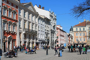 idegenforgalom, építészet, Ukrajna, Lviv, Óváros, piactér, utazás