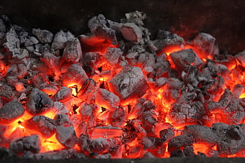 uhlí, oheň, hořící, krb, hořet, horký