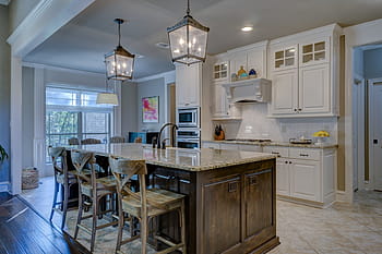 rectangular, gray, brown, wooden, table, kitchen, real estate, interior design, architecture, real, estate