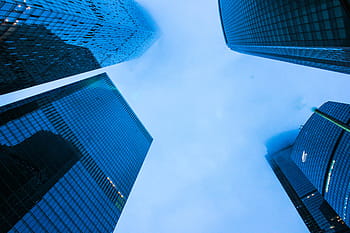 low, angle photography, high-rise, building, architecture, infrastructure, blue, sky, skyscraper, tower, city