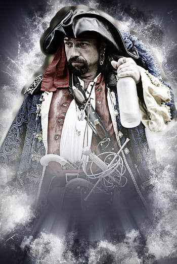 pirat, flaske, rom, Buccaneer, kaptajn, kostume, hat, sømand, sværd, person, mand