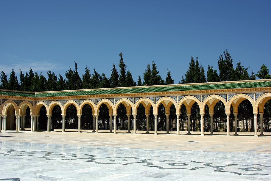Tunisko, monastir, mauzoleum, arkády, sloupců, mramor, barva, esplanáda