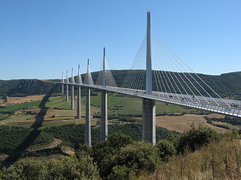 viaduct, millau, france, bridge, cables, tarn river, south of france, tallest bridge in the world, highway, brought, valley