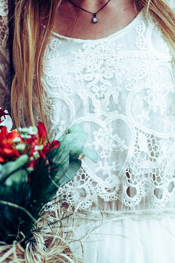 woman, white, floral, dress, people, girl, clothing, necklace, hair, flower, christmas