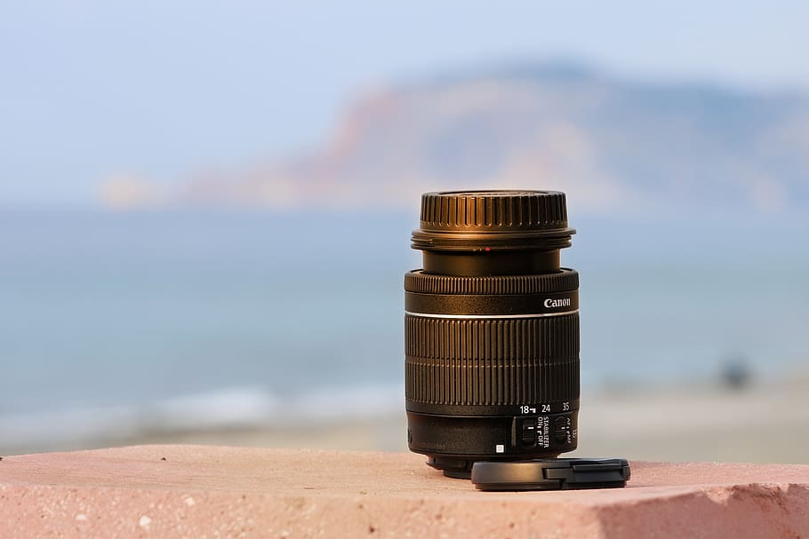 canon, lens, photography, lenses, optical, equipment, digital, dslr, 18-55, lens cap, focus