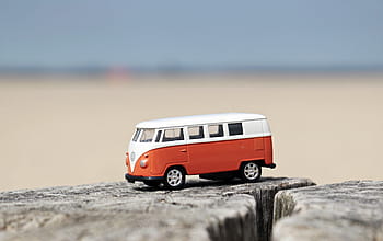 mělký, soustředit se, fotografování, bílý, Červené, volkswagen, samba, odlévání, hračka, auto, autíčko