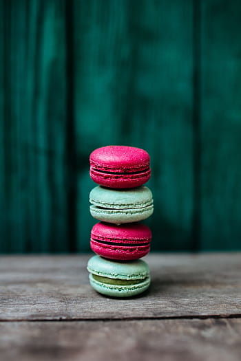 ピンク、 ＆、 グリーン、 マカロン、 甘い、 食べ物、 おいしい、 デザート、 カラフル、 クッキー、 甘い食べ物