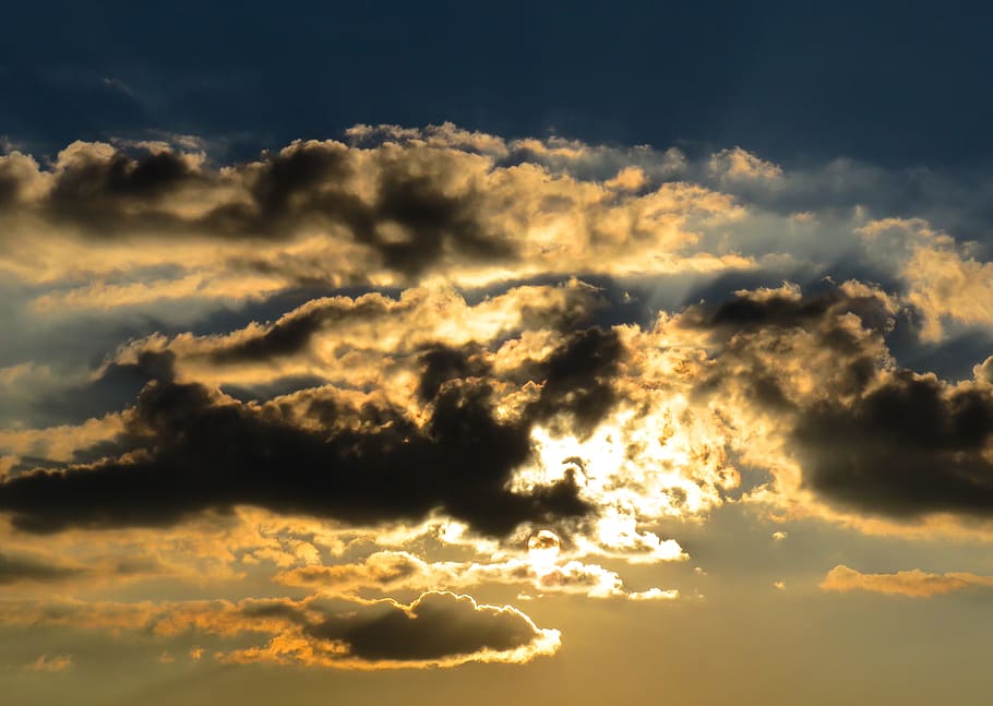 vysoký, úhlové fotografování, stratus clouds, krytina, slunečního světla, zlatý, hodina, úhel, fotografování, zlatá hodina, Příroda