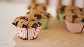 gebakken chocolade cupcakes, houten, hakken, boord, cupcakes, muffins, bakken, bosbes, BES, fruit, voedsel