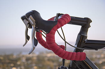 black, red, road bike close-up photo, racing bike, bike, handlebar, bicycle, race, sport, cycling, road