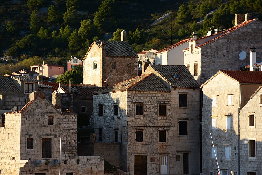 vis, chorvatsko, středomoří, architektura, dalmatie, budova, vesnice, historický, kámen