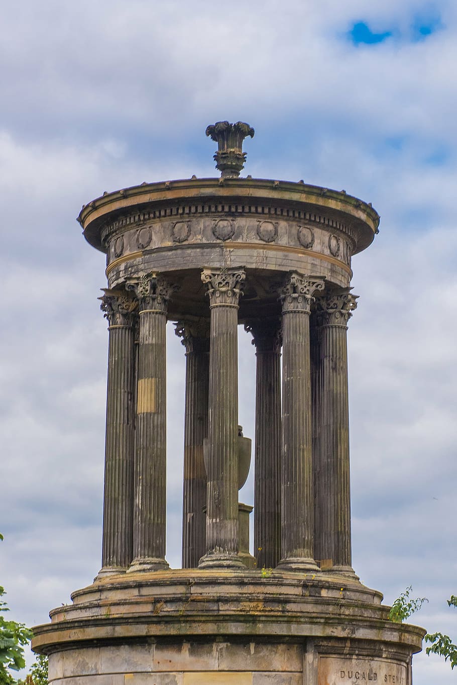 gray, concrete, pillars, taken, white, clouds, daytime, dugald stewart monument, edinburgh, hill, monument