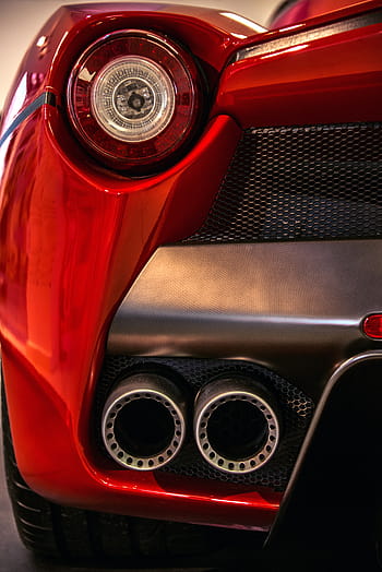 photo en gros plan, rouge, feu arrière sport coupé, auto, ferrari, feux arrières, Rossa, vue arrière, fabriqué en Italie, silencieux, pare-chocs