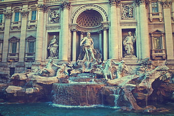 trevis, air mancur, Air Mancur Trevi, Roma, Italia, arsitektur, seni, patung, air, sejarah, representasi manusia