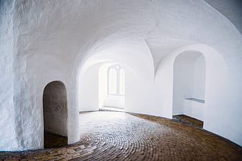 shot, white, building, Interior, white building, Copenhagen, Denmark, architecture, indoors, arch, no People